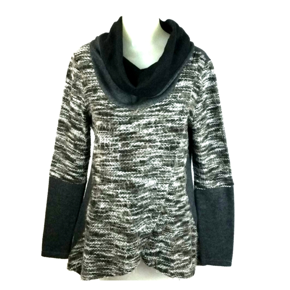 A'REVE Gray Two-Tone Cowl Neck Sweater Medium